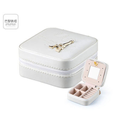 Elegant PU Leather Jewelry Organizer with Mirror