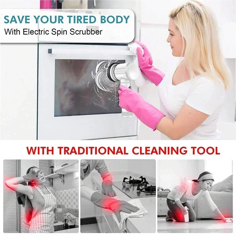 Electric Spin Scrubber with 5 Brush Heads