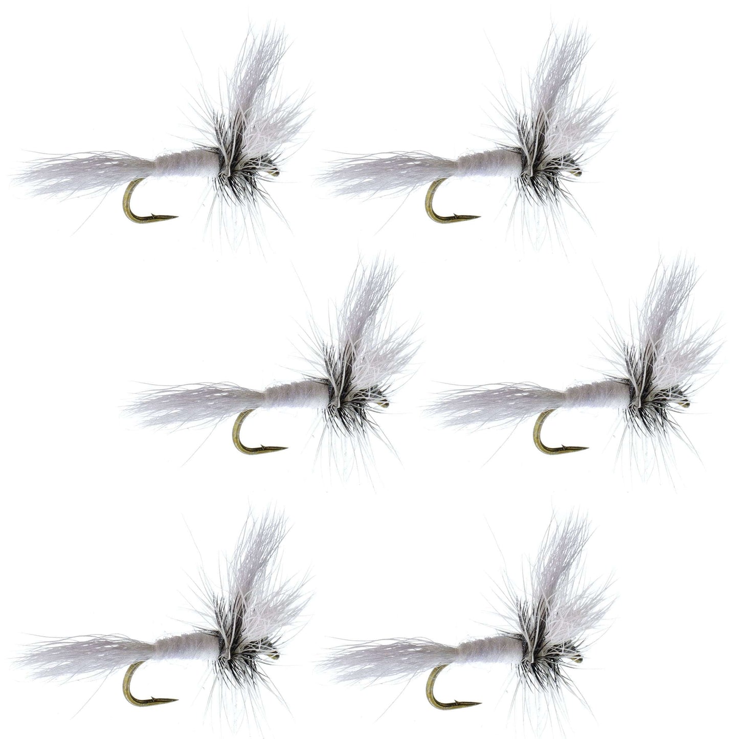 Barbless White Wulff Classic Hair Wing Dry Fly - Size 10 (6 Pack)