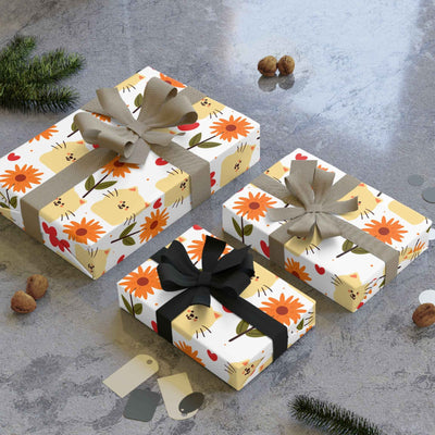 Papier Cadeau Chat Fleur – Emballage Cadeau Mignon