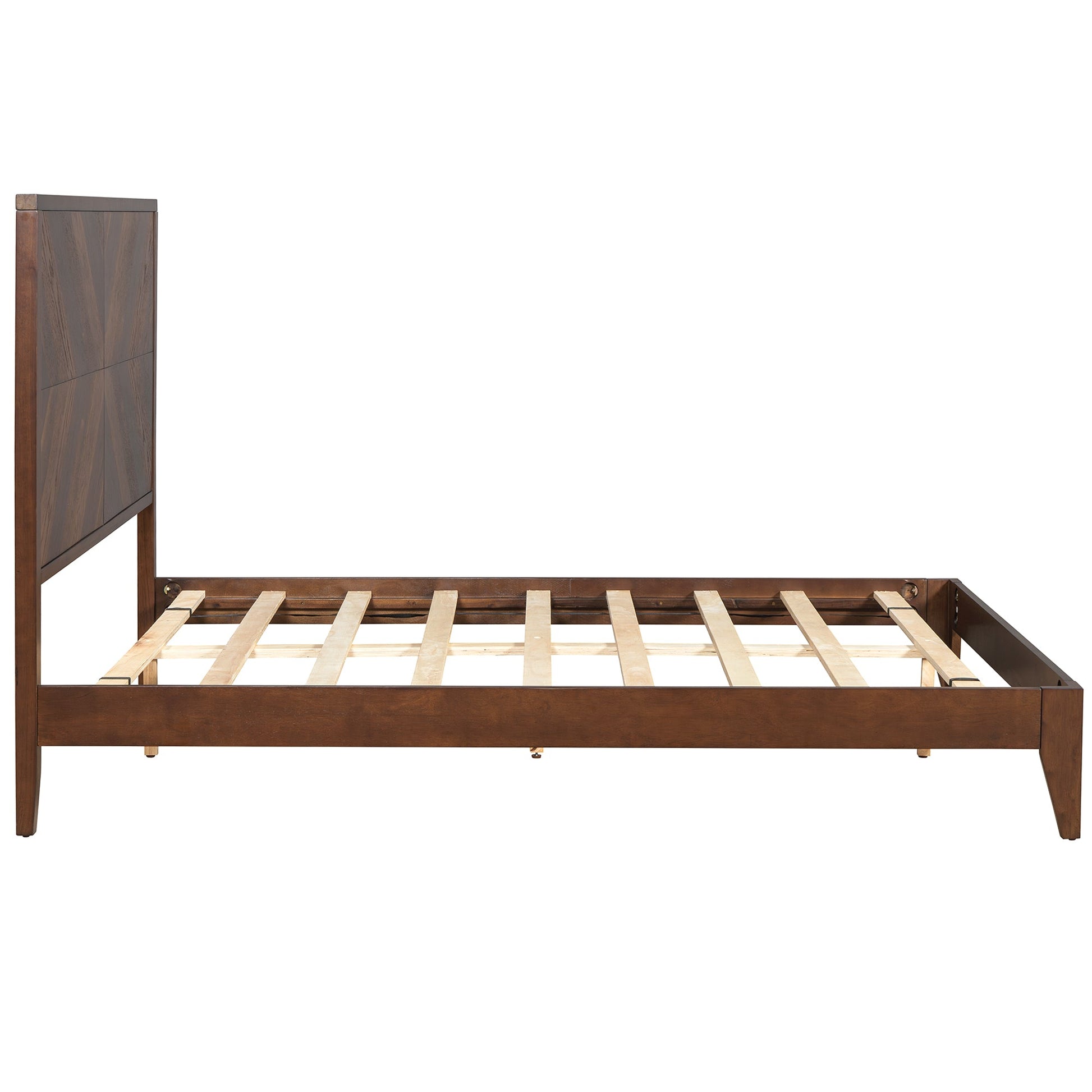 Mid-Century Modern Platform Bed Wood Slat Support with No Box Spring Needed,Queen, Walnut - Korvel
