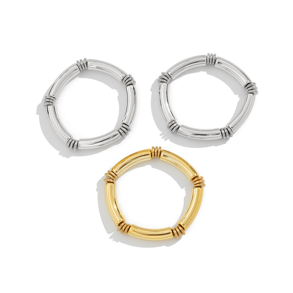Conjunto de Pulseras de Tubo Doblado CCB Irregular y Elegante
