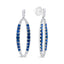 Boucles d'oreilles pendantes en or blanc 18K avec diamants bleus et saphirs