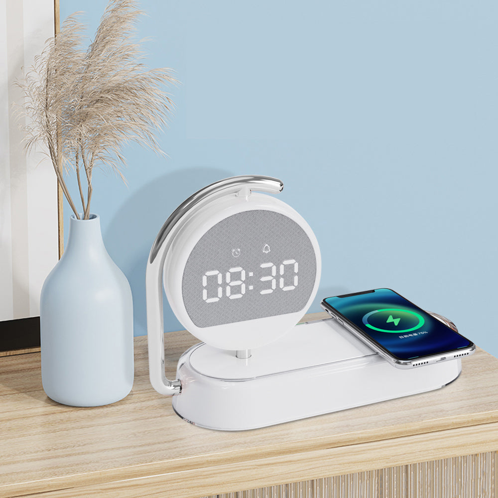 Multi functional clock, wireless charging, clock alarm, mobile phone, wireless charging, small night light, three in one - Korvel