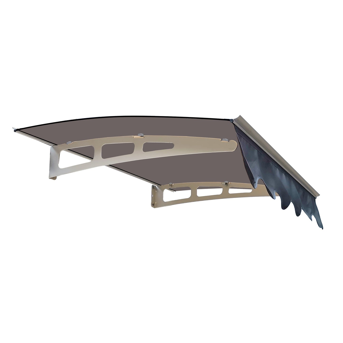 DA4734W Series Door Window Awning Made of 0.137 Inch Thick Crystal Polycarbonate Sheet in size of 47" Wide x 34" Brown Roof - Korvel