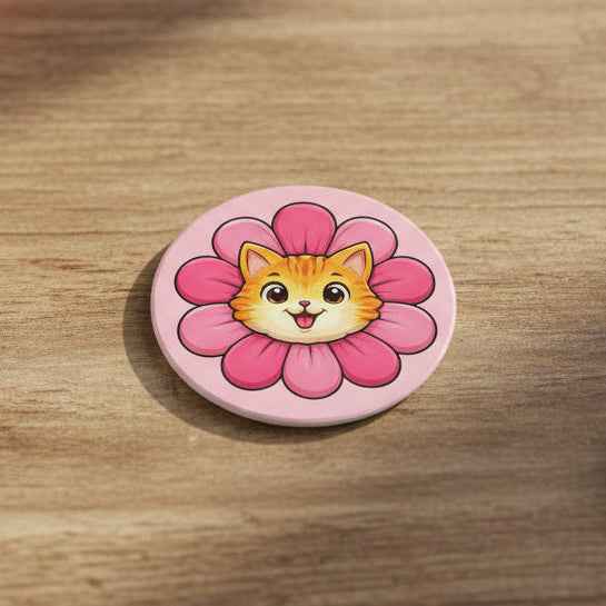 Posavasos Gato en Flor – Pequeña Explosión de Alegría