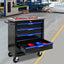 5 DRAWERS MULTIFUNCTIONAL TOOL CART WITH WHEELS-BLACK+BLUE - Korvel