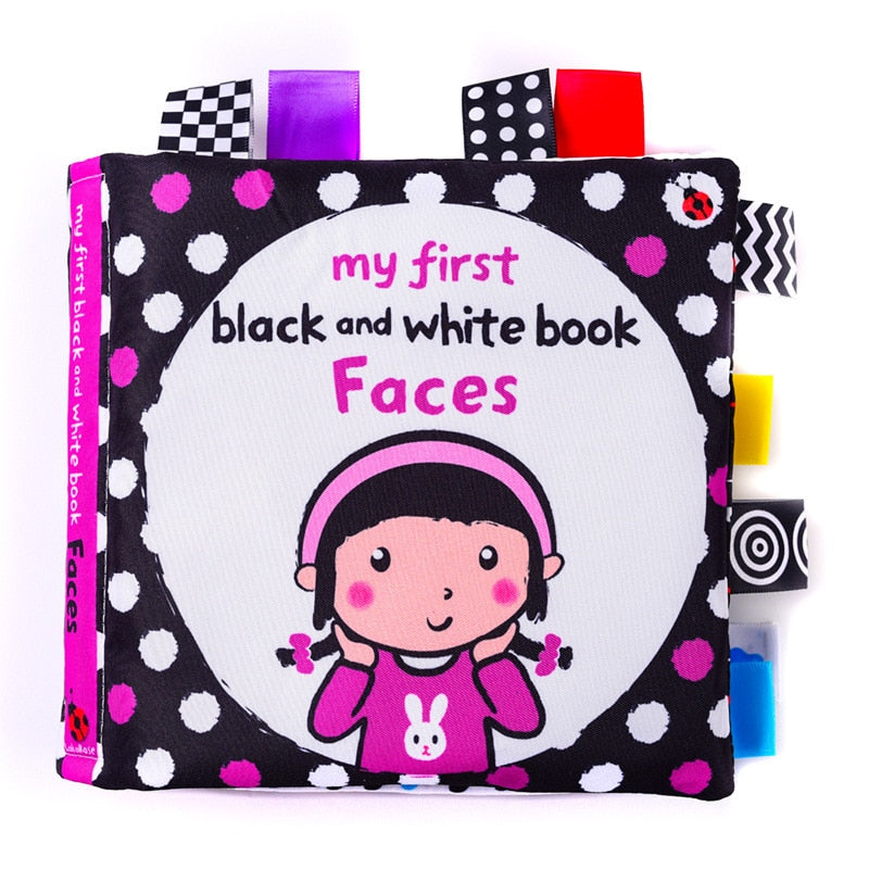 LakaRose Baby Black and White Label Cloth Book Newborn Infant Early Education Books Cloth Quiet Books - Korvel