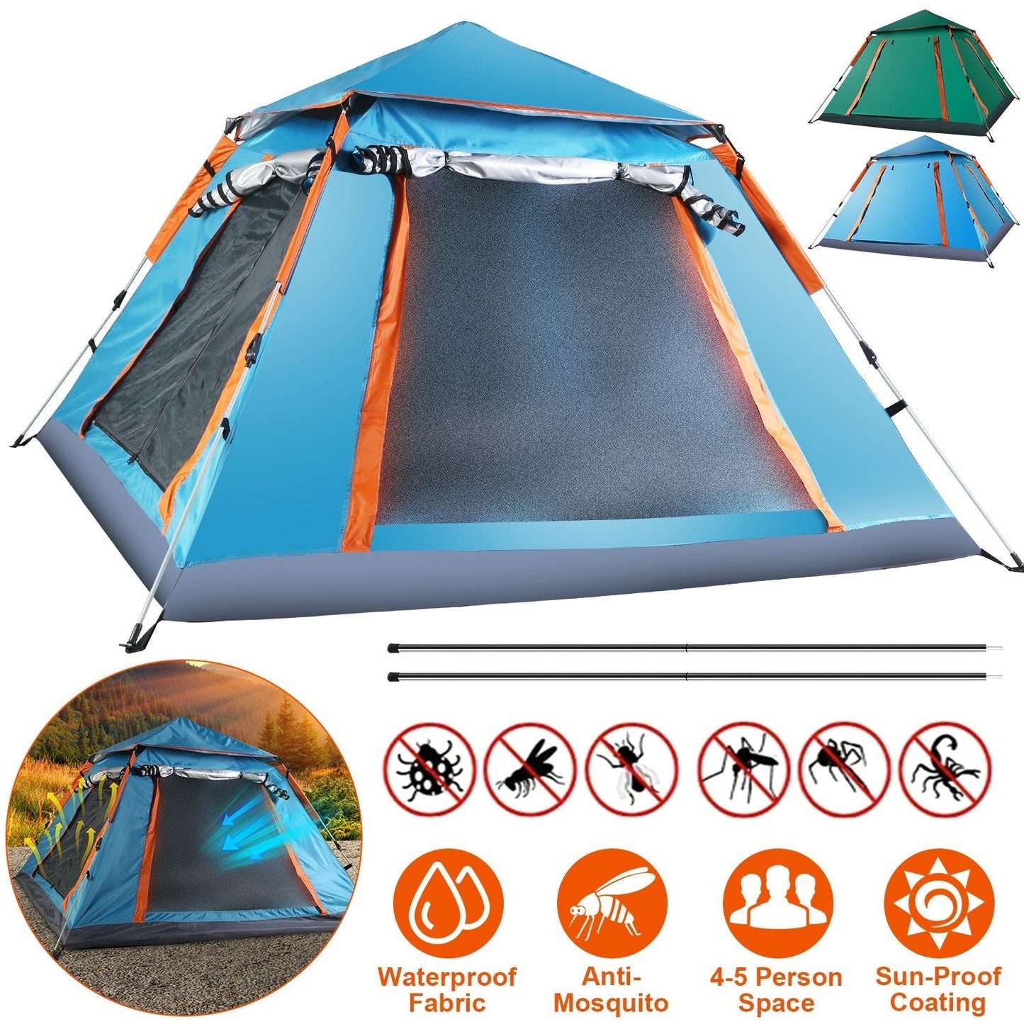 Tente de camping GBruno pour 4-5 personnes