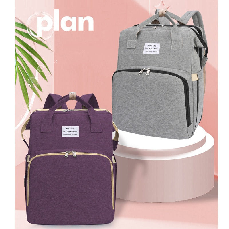 Portable Foldable Bed Mommy Bag For Going Out Lightweight And Large Capacity Mother And Baby Bag Backpack - Korvel