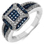 0.50 Carat Genuine Blue & White Diamond Sterling Silver Ring