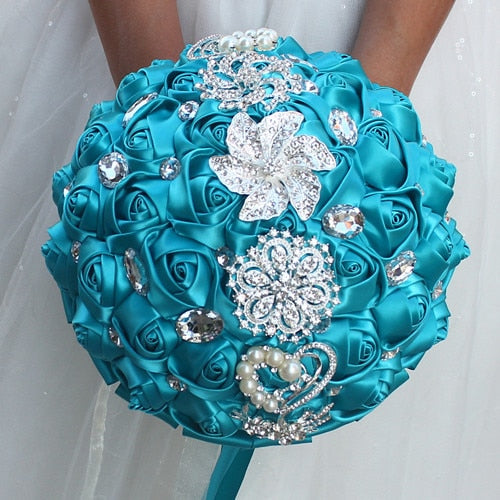 Artificial Wedding Bouquets Hand Made Flower Rhinestone Bridesmaid Crystal Bridal Wedding Bouquet - Korvel
