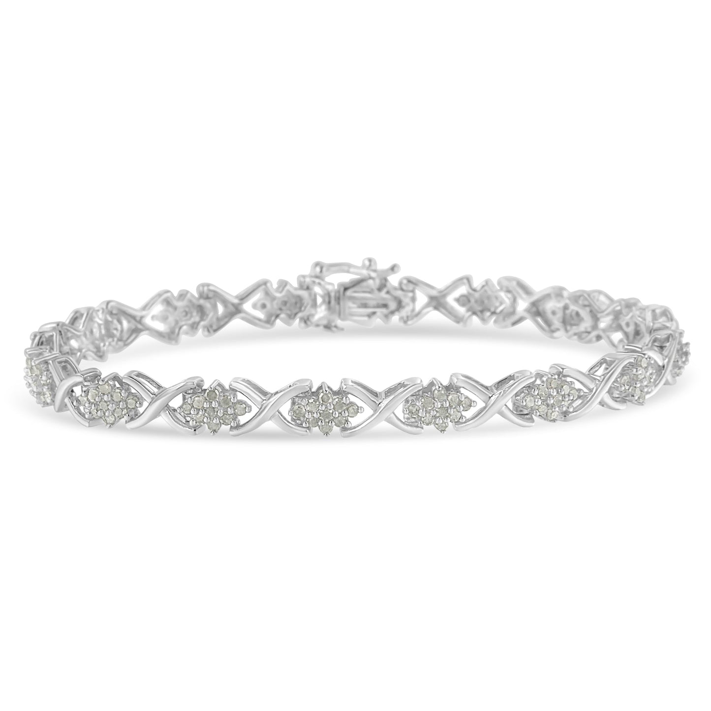 Pulsera de Tenis con Diamantes en Clúster de Plata Esterlina .925