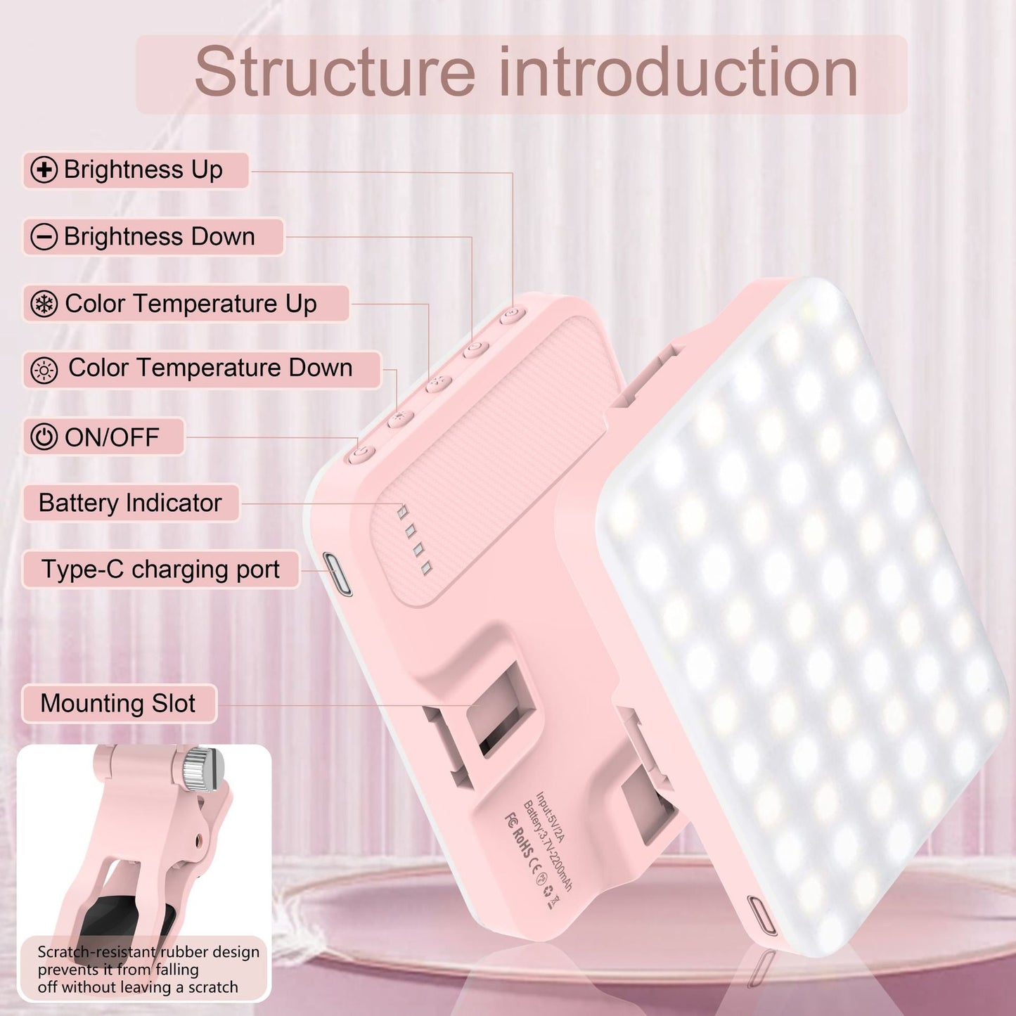 LED lights Mobile phone fill light pocket Portable vlog Tiktok live video shooting selfie night light - Korvel