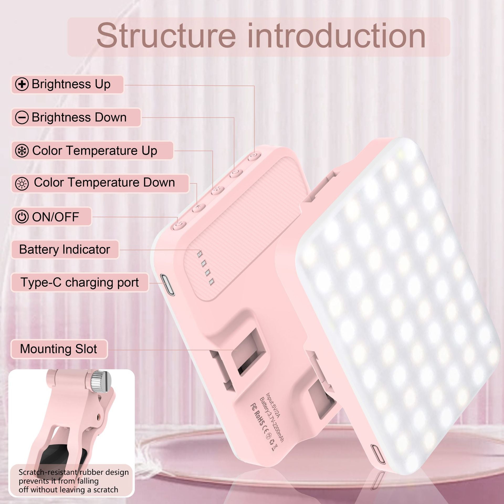 LED lights Mobile phone fill light pocket Portable vlog Tiktok live video shooting selfie night light - Korvel