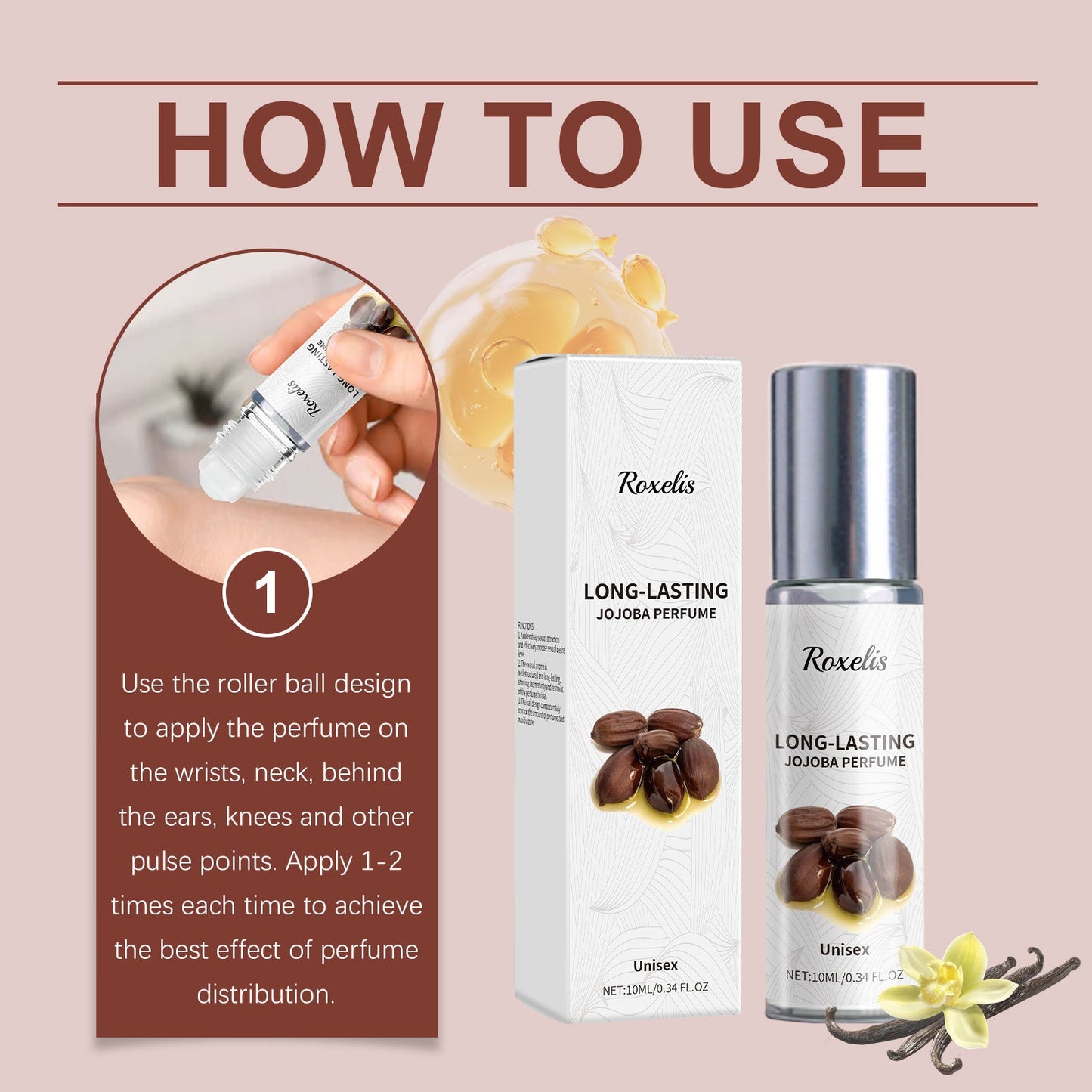 Jojoba Perfume Oil Jojoba Perfume Ball Cologne Lasting Fragrance Fresh Fragrance Light Elegant Perfume - Korvel