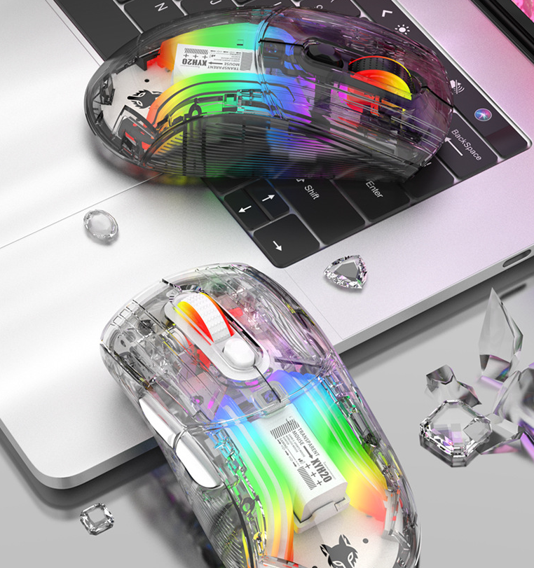 Luminous wireless Bluetooth the third mock examination transparent RGB mechanical mouse game video game mute mouse - Korvel