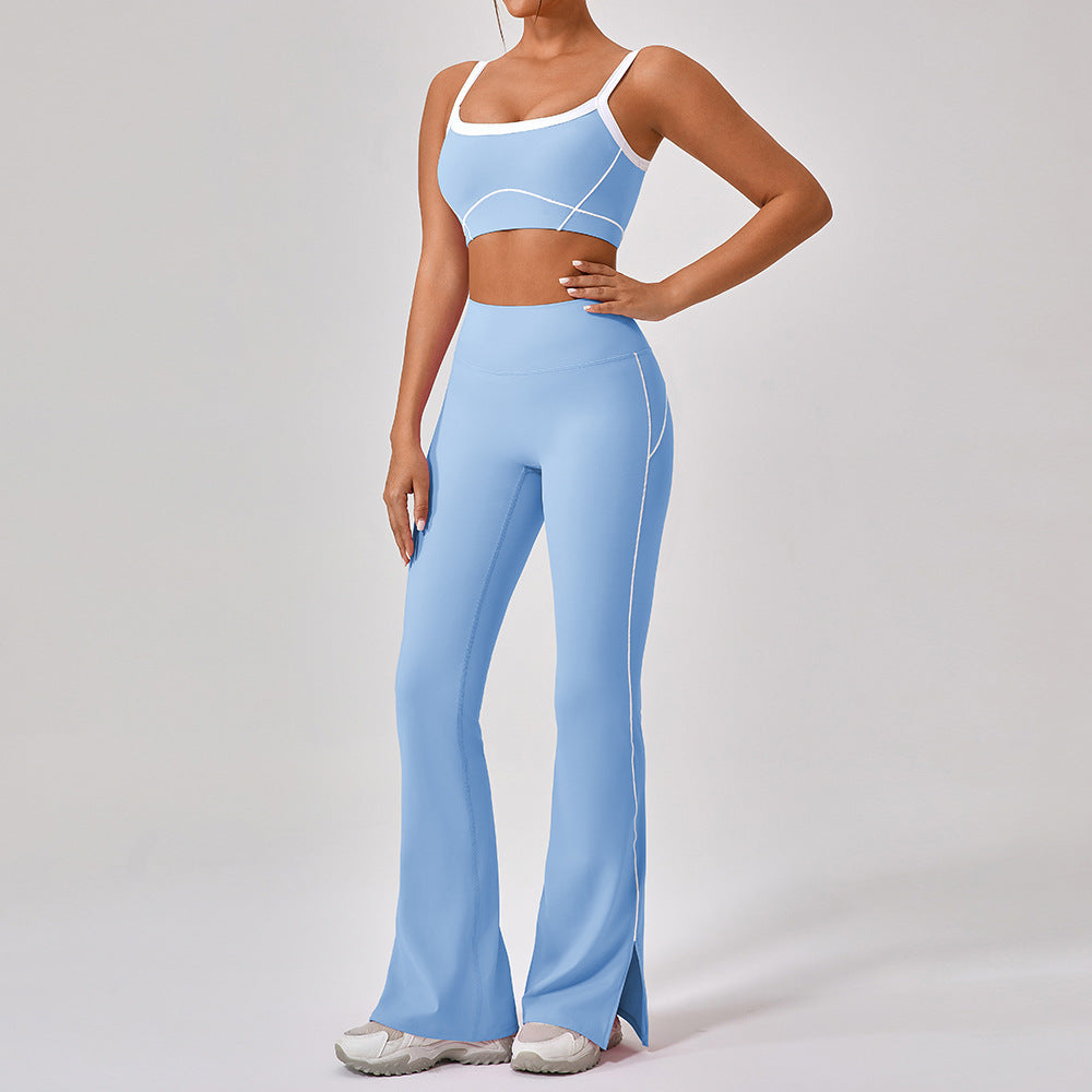 Conjunto de Ropa Deportiva de Tirantes para Mujer con Color Contrastante