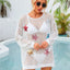 Sequin Star Round Neck Long Sleeve Cover Up - Korvel