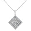 Collar con colgante cuadrado de diamante en oro blanco de 10KT