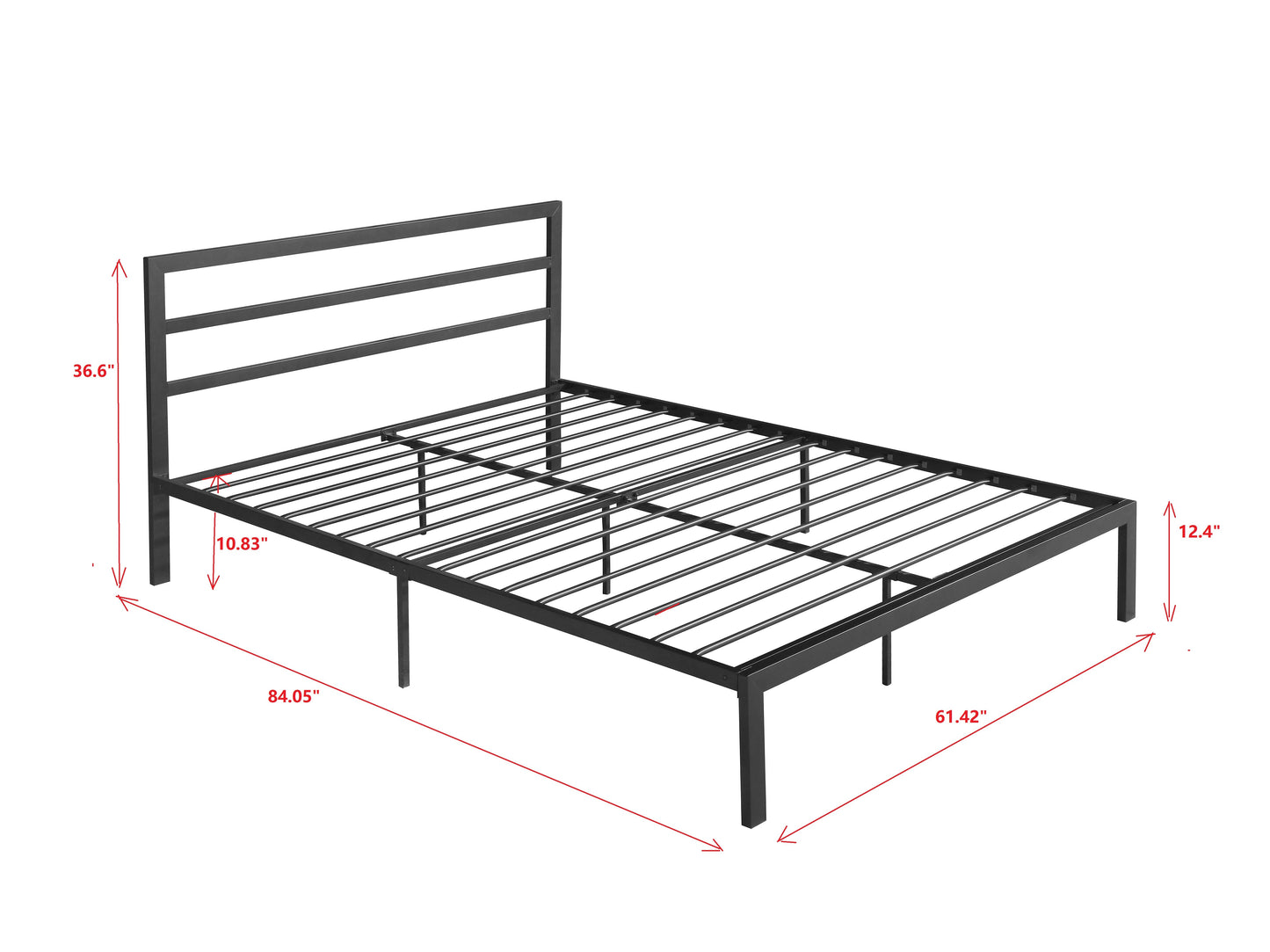 Queen Size Metal Bed Frame with Headboard Charcoal Grey - Korvel