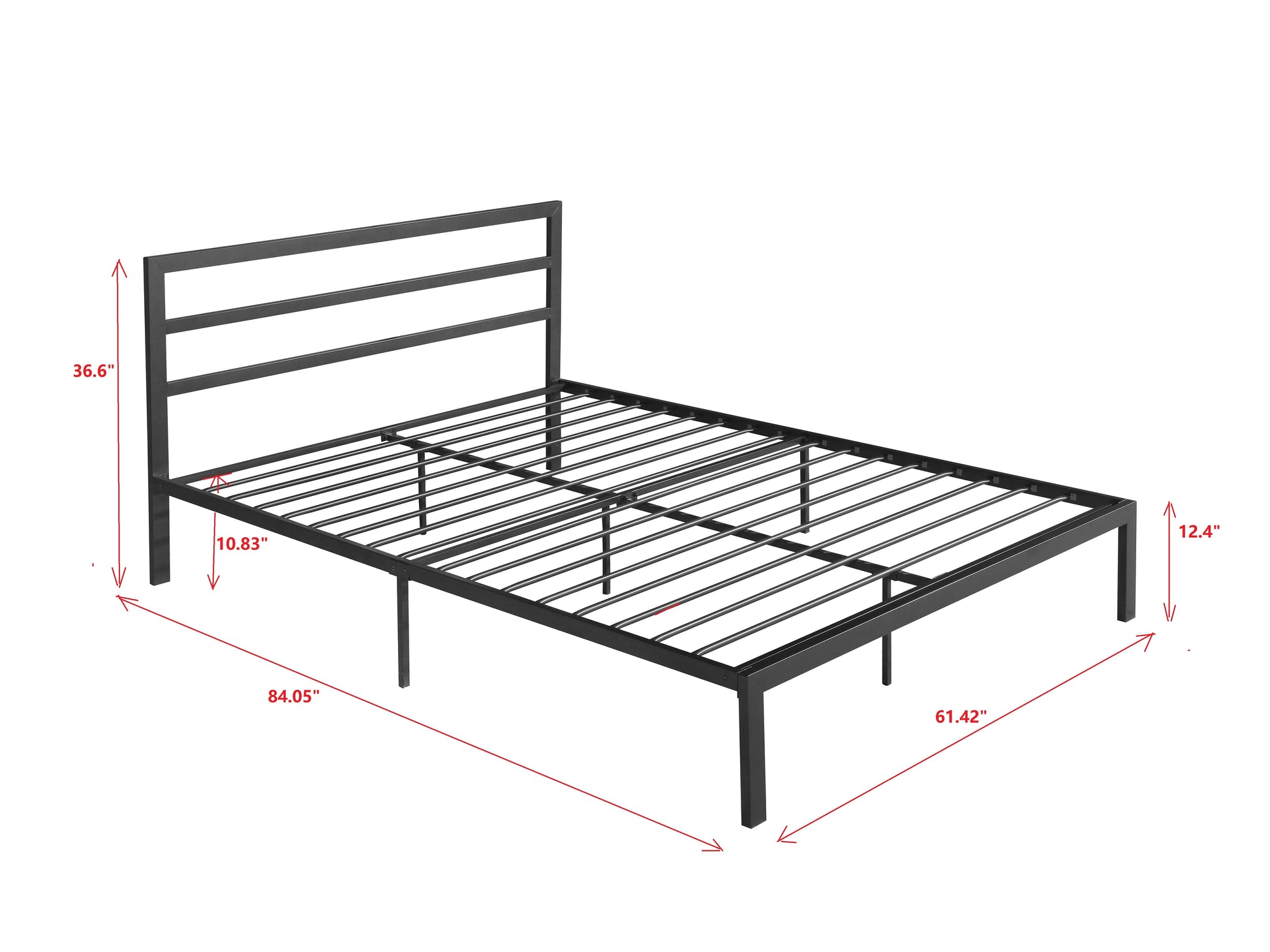 Queen Size Metal Bed Frame with Headboard Charcoal Grey - Korvel