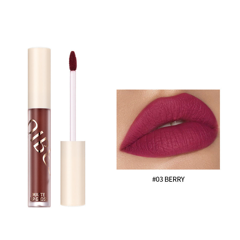 QIBEST Brillo de Labios Mate Sedoso y Suave - No Pegajoso y de Larga Duración