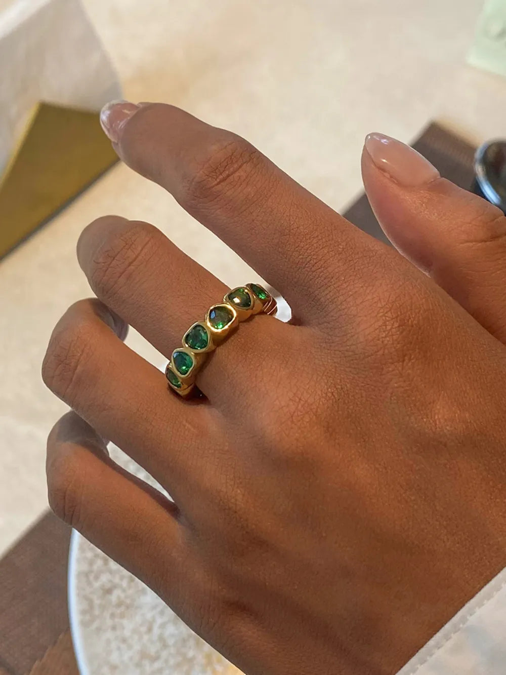 18K Gold-Plated Inlaid Zircon Ring - Korvel