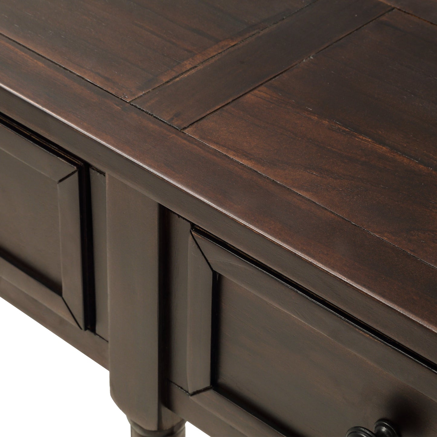 TREXM Espresso Console Table with Storage Drawers