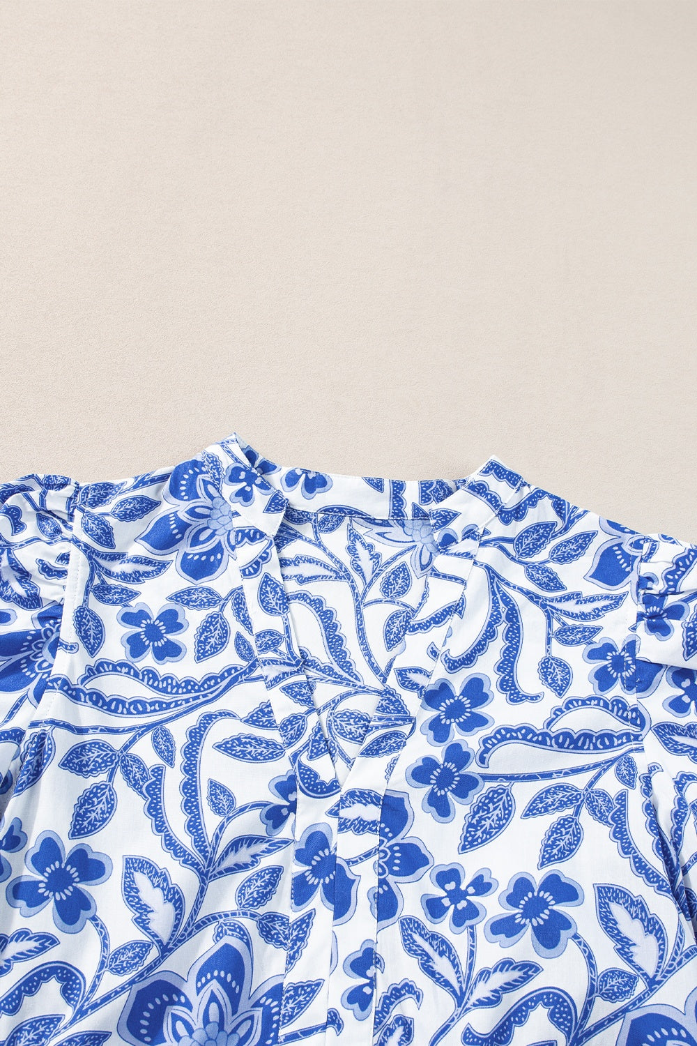 Royal Blue Printed Puff Sleeve Dress - Stylish & Feminine