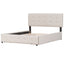 Upholstered Platform Bed with Classic Headboard and 4 Drawers No Box Spring Needed Linen Fabric Queen Size Beige - Korvel