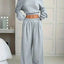 Plus Size Boat Neck Crop Top & Wide Leg Pants Set