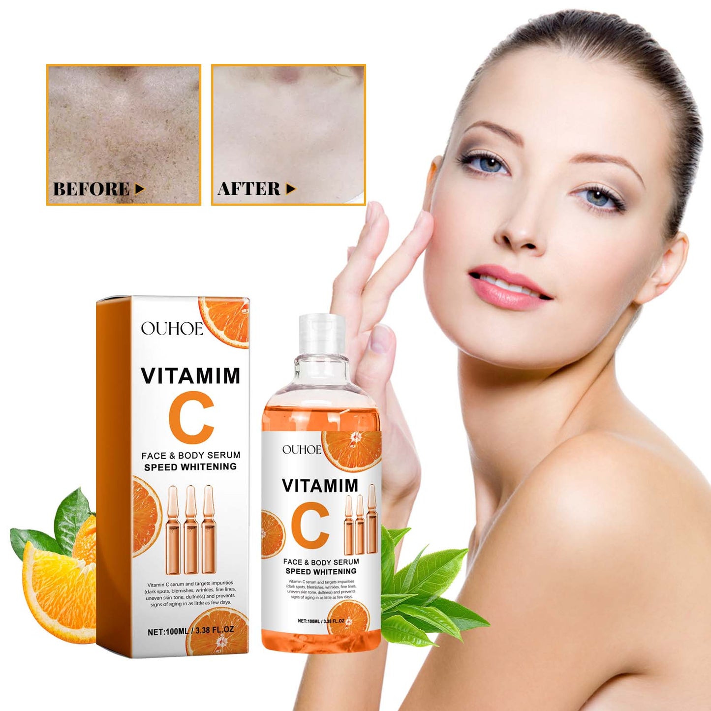 Vitamim C Face Body Serum, Repair Nourish Skin Filling Water Carry Bright Tight Anti-Wrinkle Fine Lines - Korvel
