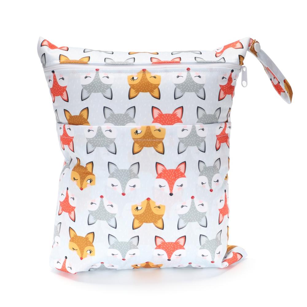 [Sigzagor]Wet Dry Bag With Two Zippered For Baby Diapers Nappies Waterproof Reusable 36cmx29cm - Korvel