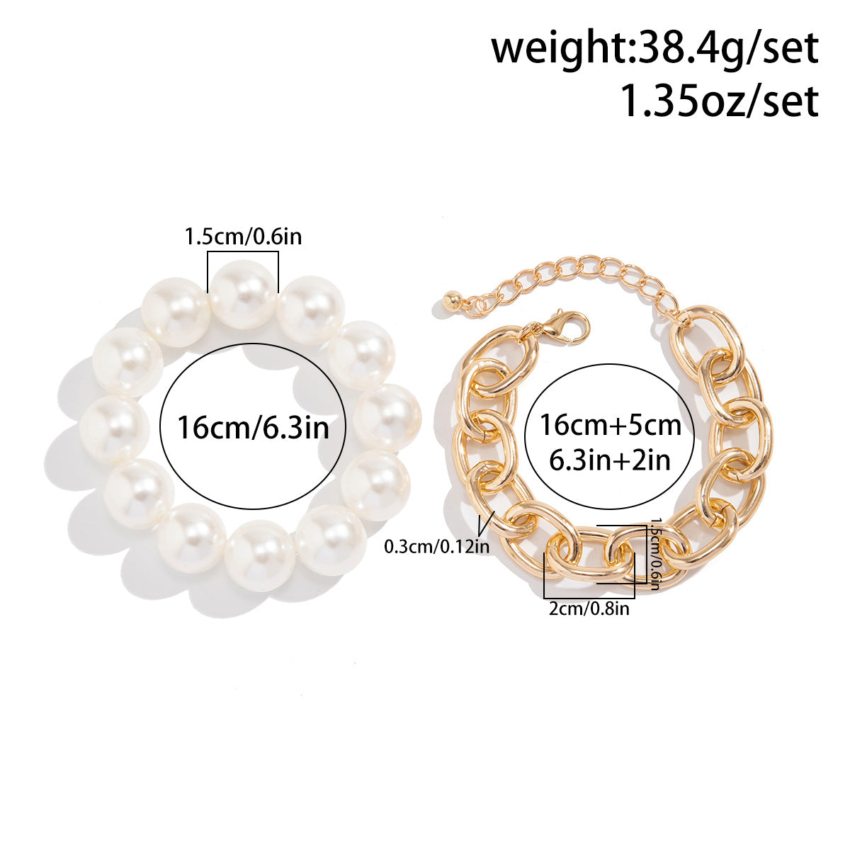 Hot selling geometric bead bracelet for women's fashion, exaggerated large round bead imitation pearl Bracelet - Korvel