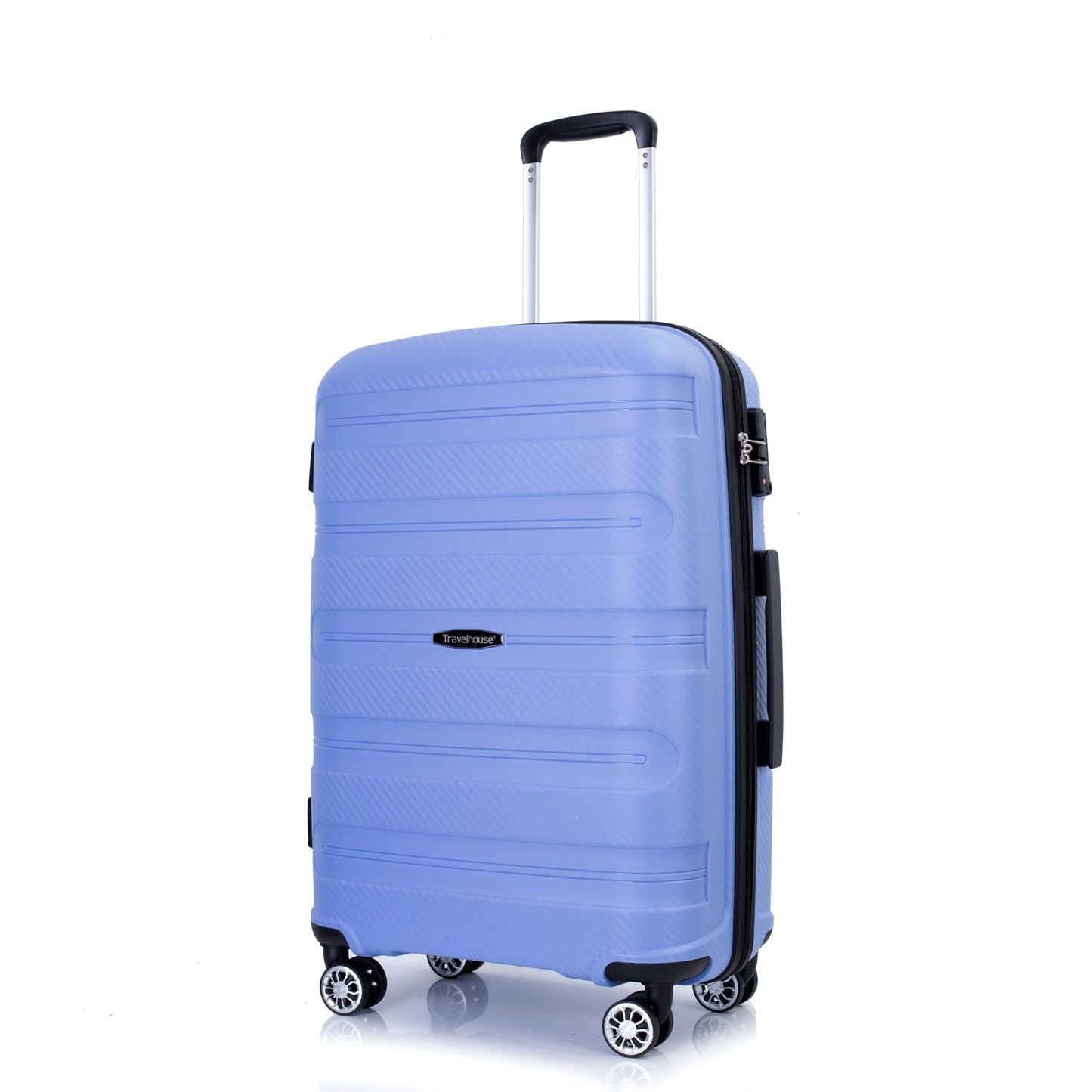 Hardshell Suitcase Spinner Wheels PP Luggage Sets Lightweight Durable Suitcase ,3-Piece Set (20/24/28) ,Purplish Blue - Korvel
