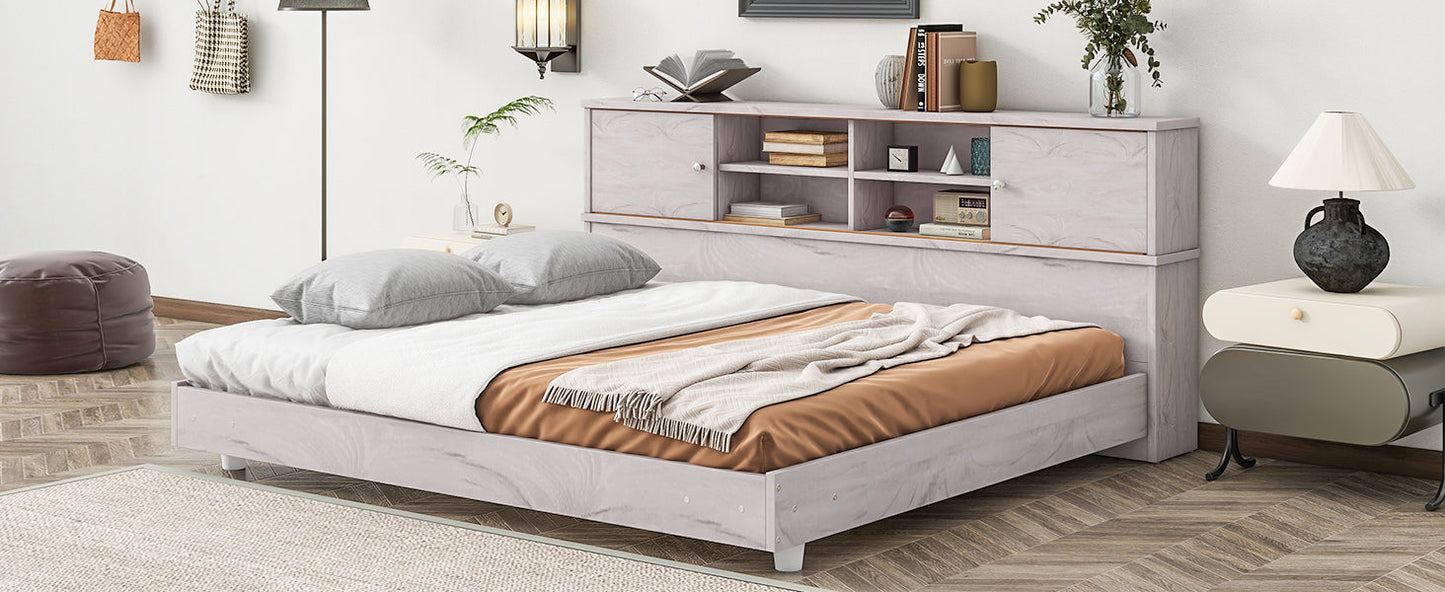 Full Size Daybed Frame with Storage Bookcases - White Oak