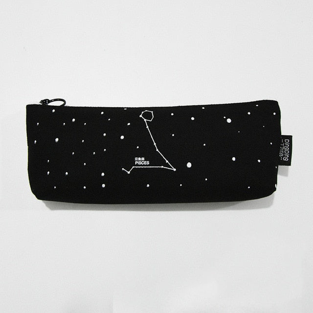 Fresh Pencil Bag Student Cotton and Linen Pencil Bag Female Constellation Stationery Bag - Korvel