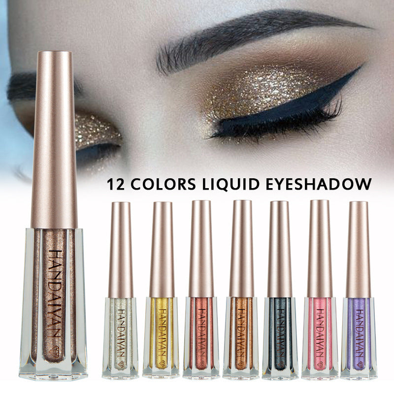 HANDAIYAN Diamond Pearl Liquid Eye Shadow 12 Colors Shining Bright Eye Shadow Liquid - Korvel