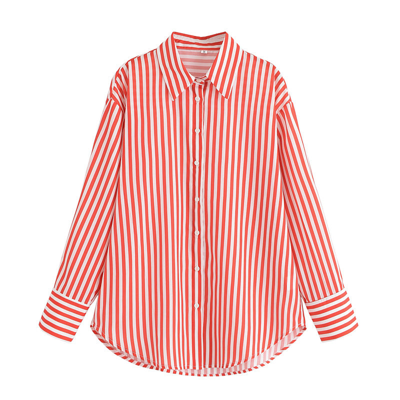 Long-Sleeved Fashion Loose Casual Design Sense Shirt Top - Korvel