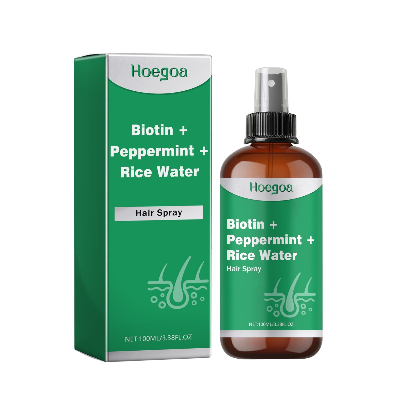 Biotin Peppermint Rice Water Hair Spray, Repair Dry Hair Soft Hair Thick Hair Flexible And Nourishing Hair - Korvel