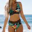 Conjunto de bikini de talle alto con estampado de hojas nuevas Miturn