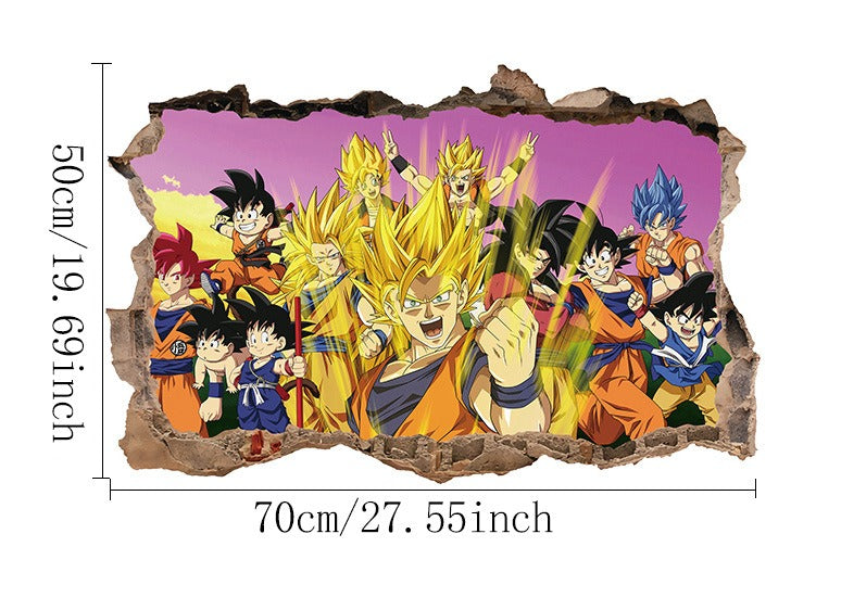 Sticker de pared 3D de anime de dibujos animados Dragon Ball para habitaciones infantiles