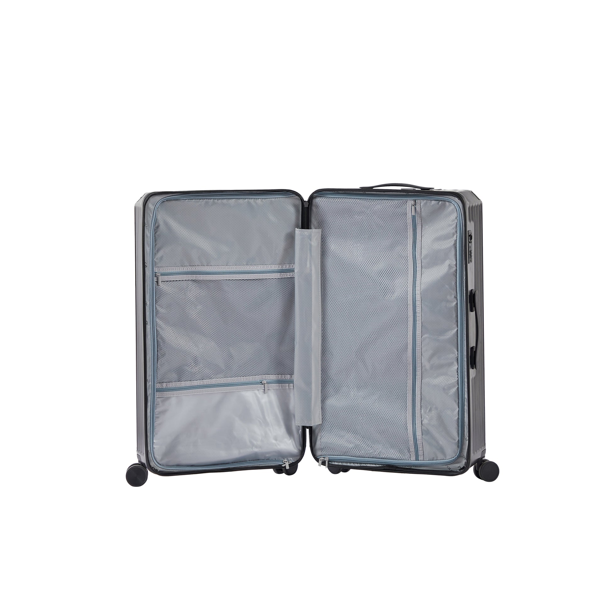 Luggage Set 4 pcs (20"/24"/29"/Travel Bag), PC+ABS Durable Lightweight Luggage with Collapsible Cup Holder TSA Lock, Black - Korvel
