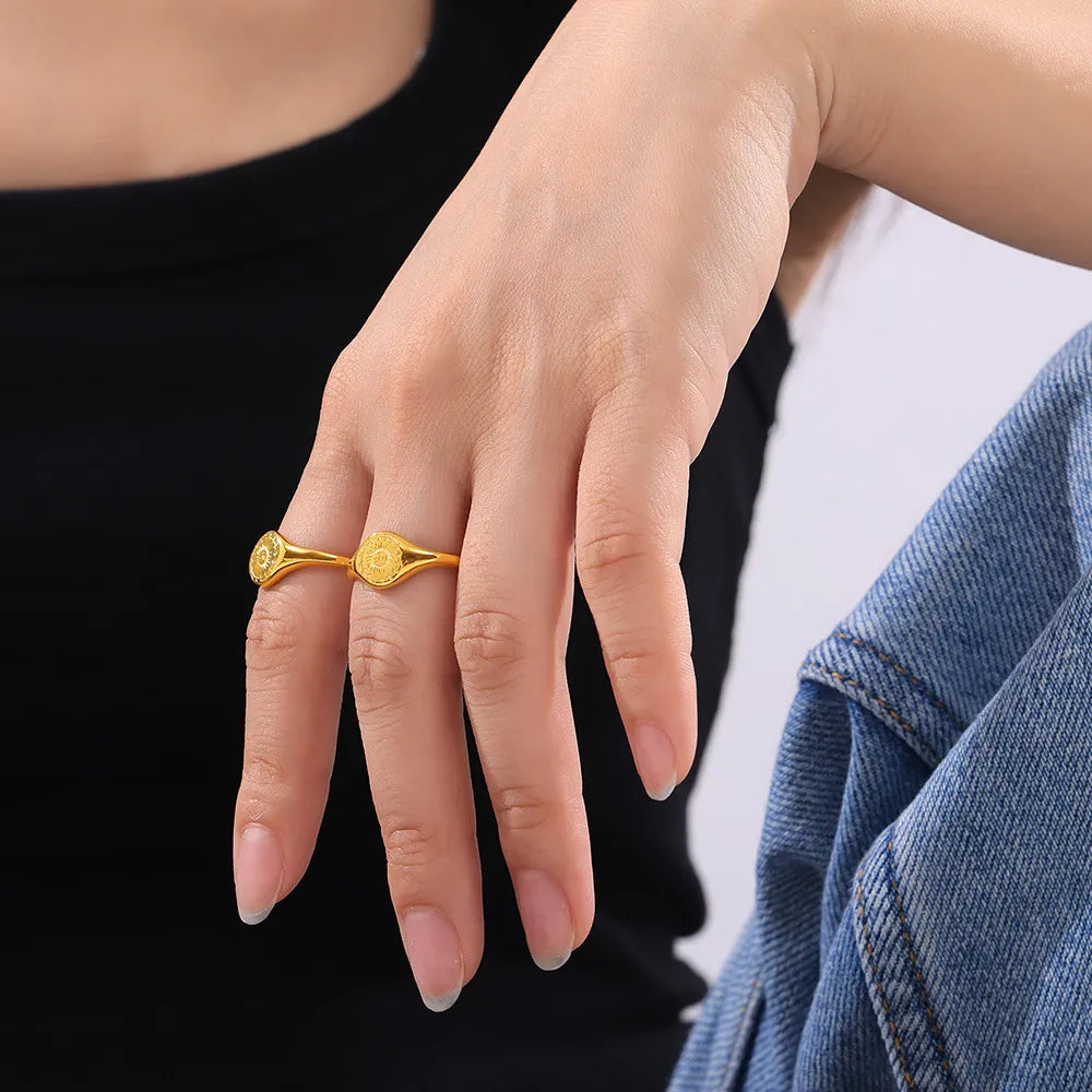 18K Gold-Plated Sun Ring - Korvel