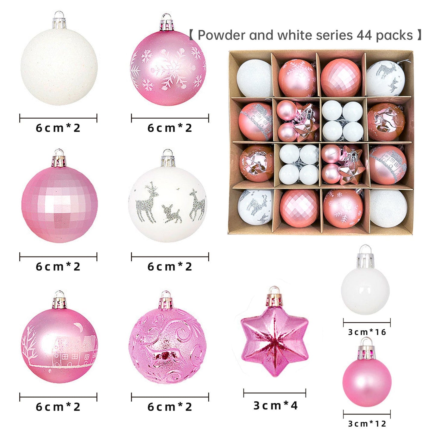 Christmas decoration 6cm electroplated ball plastic ball special-shaped painted Christmas ball gift Christmas tree pendant - Korvel