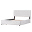 Upholstered Platform Bed with Classic Headboard and 4 Drawers No Box Spring Needed Linen Fabric Queen Size White - Korvel