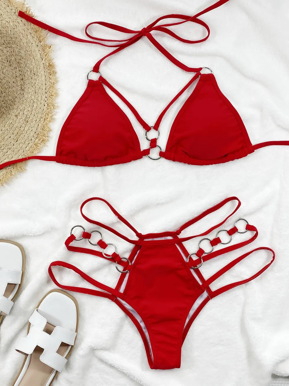 Cutout Halter Neck Two-Piece Bikini Set - Korvel