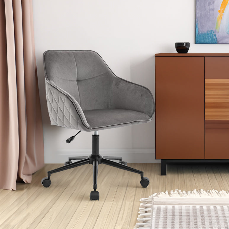 Velvet Office Desk Chair, Modern Home Desk Chair with Wheels , Vanity Chairs for Living Room, Bedroom,Study Room - Korvel
