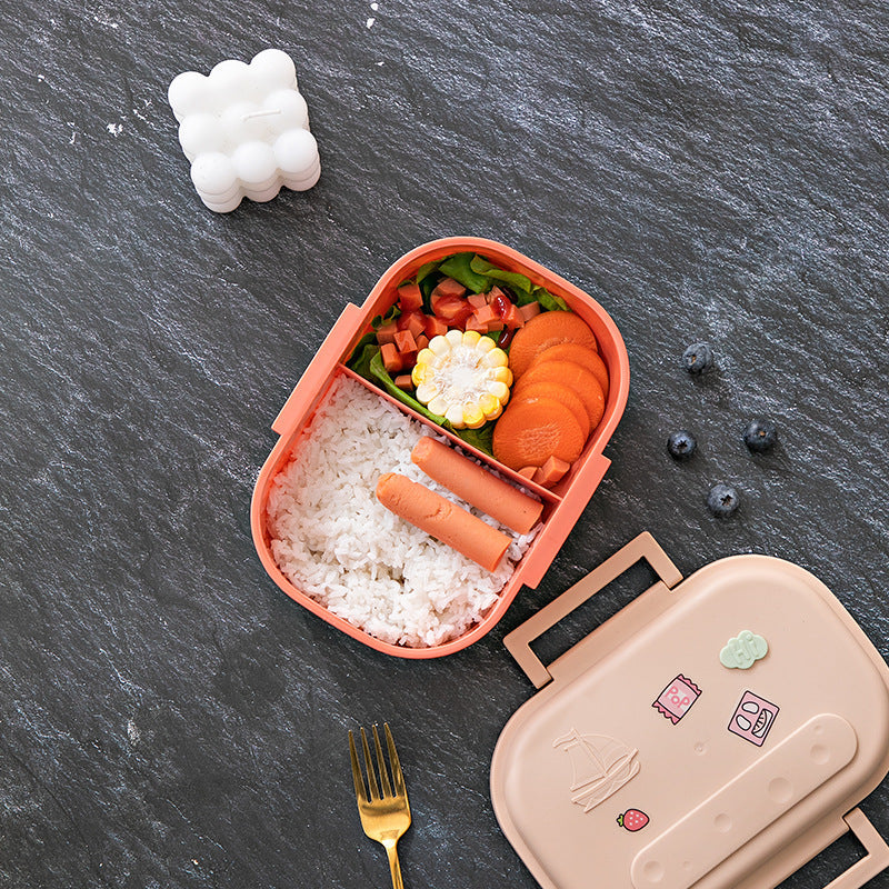 Cartoon cute portable square single layer lunch box with handle lunch box - Korvel